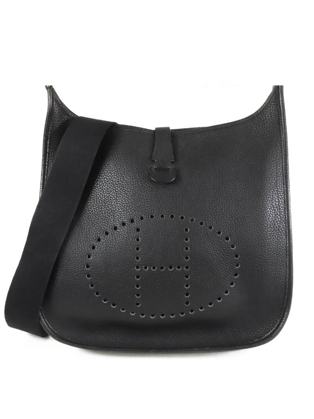Hermes Evelyne GM Black Gold Togo Shoulder Bag